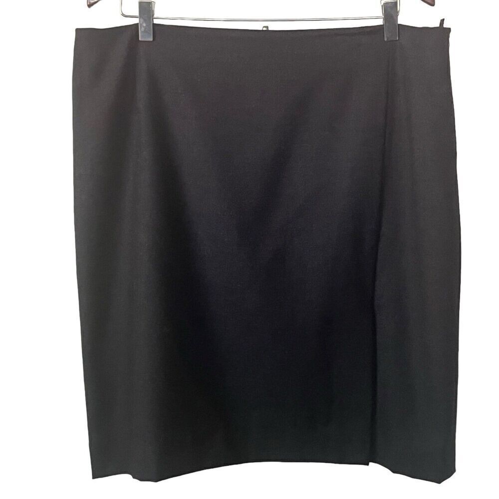 NWT Faconnable Straight Skirt 16 Wool Stretch Lined Kick Pleat Charcoal $175
